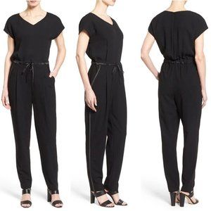 Lafayette 148 NY Small Black Silk Trim Jumpsuit EU